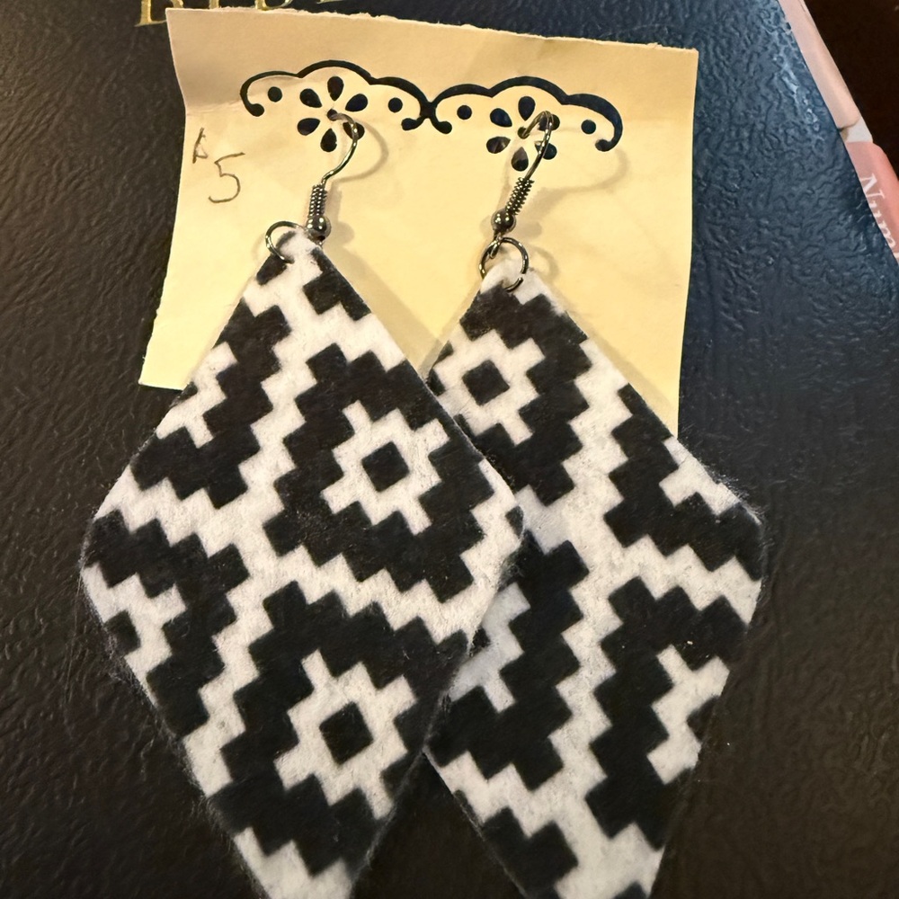 Black and White Geometric Earrings